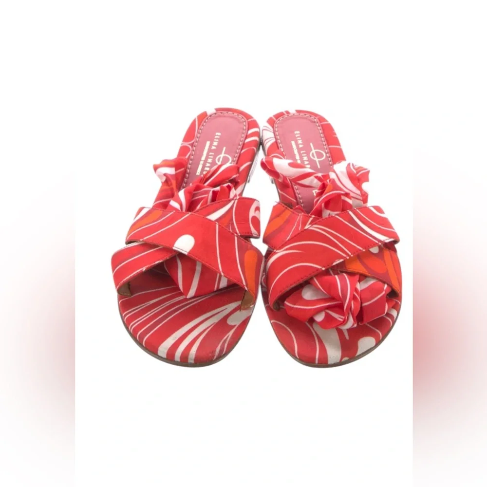 Anthropologie Elina Linardaki Leather Printed Sandals Women's Size: 9 - Picture 2 of 9